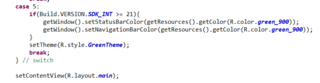 Javaコード内でsetStatusBarColorとsetNavigationBarColorにてカラー変更